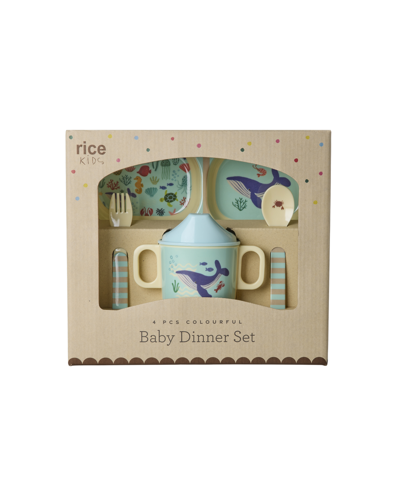 Baby Dinner Set - Blue - Ocean Print - Giftbox