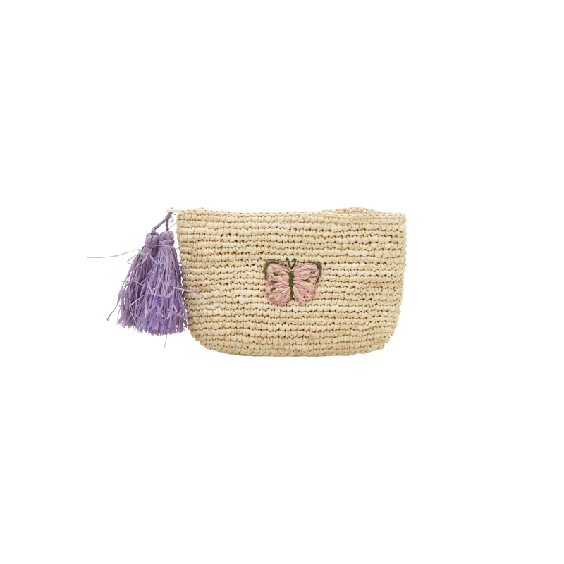 Small Raffia Coin Purse - Natural