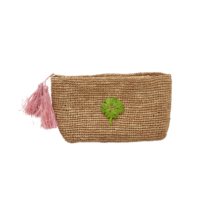 Medium Raffia Clutch - Tea