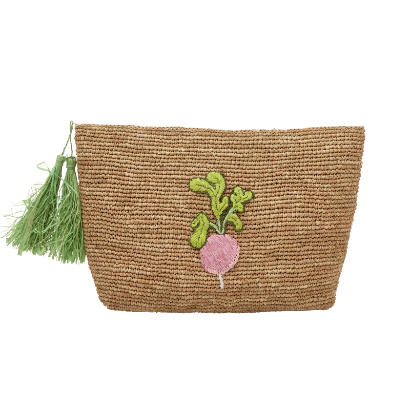 Groot Raffia Clutch tas - Thee