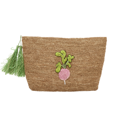 Large Raffia Clutch - Tea