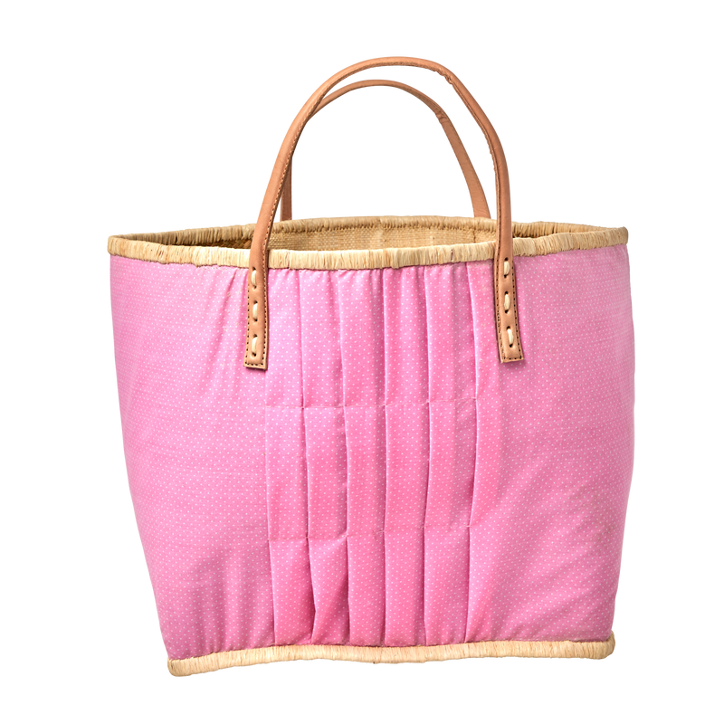 Groß Raffia Tasche - Pink