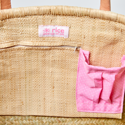 Groß Raffia Tasche - Pink