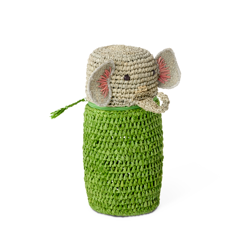 Kleine Elefant Raffia Tasche - Grün