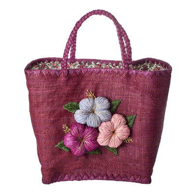 Large Raffia Bag - Soft Plum