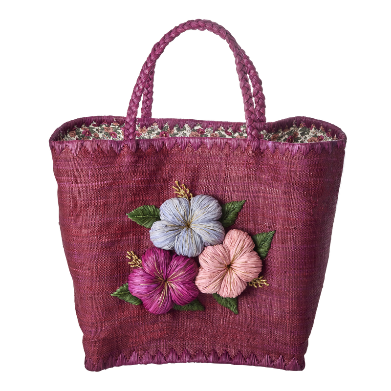 Large Raffia Bag - Soft Plum