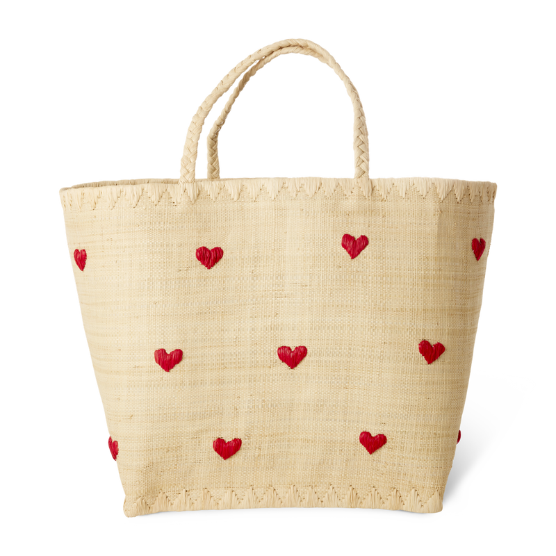 Groß Raffia Tasche - Natürlich - Darling Hearts Design