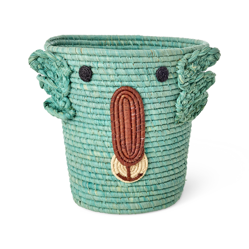 Rund Raffia Aufbewahrungskorb - Aqua - Koala Design