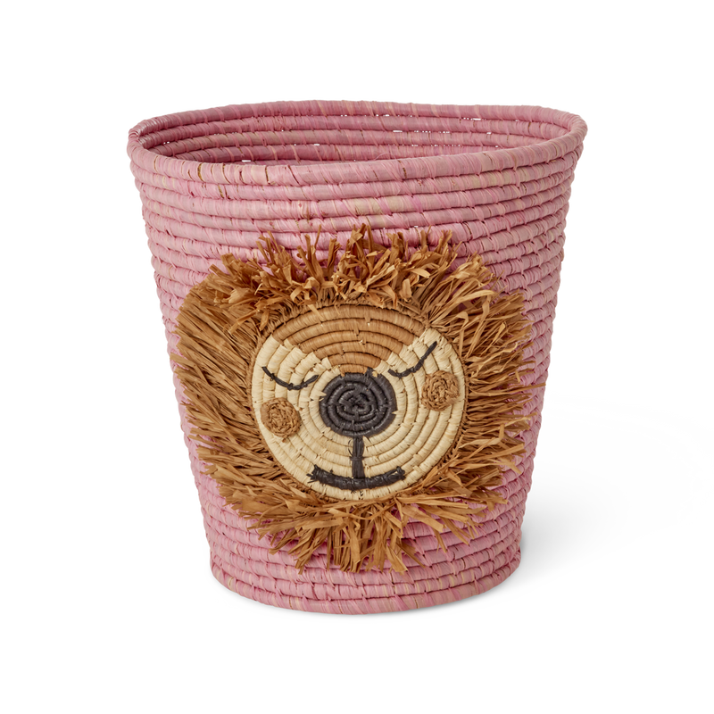 Leone Rafia Cesto contenitore - Rosa - Lion Design