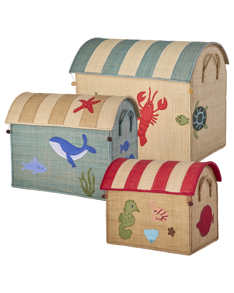 Raffia Storage House - Nature - Ocean Theme - Set of 3