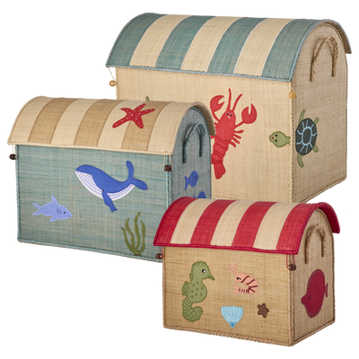 Raffia Storage House - Nature - Ocean Theme - Set of 3