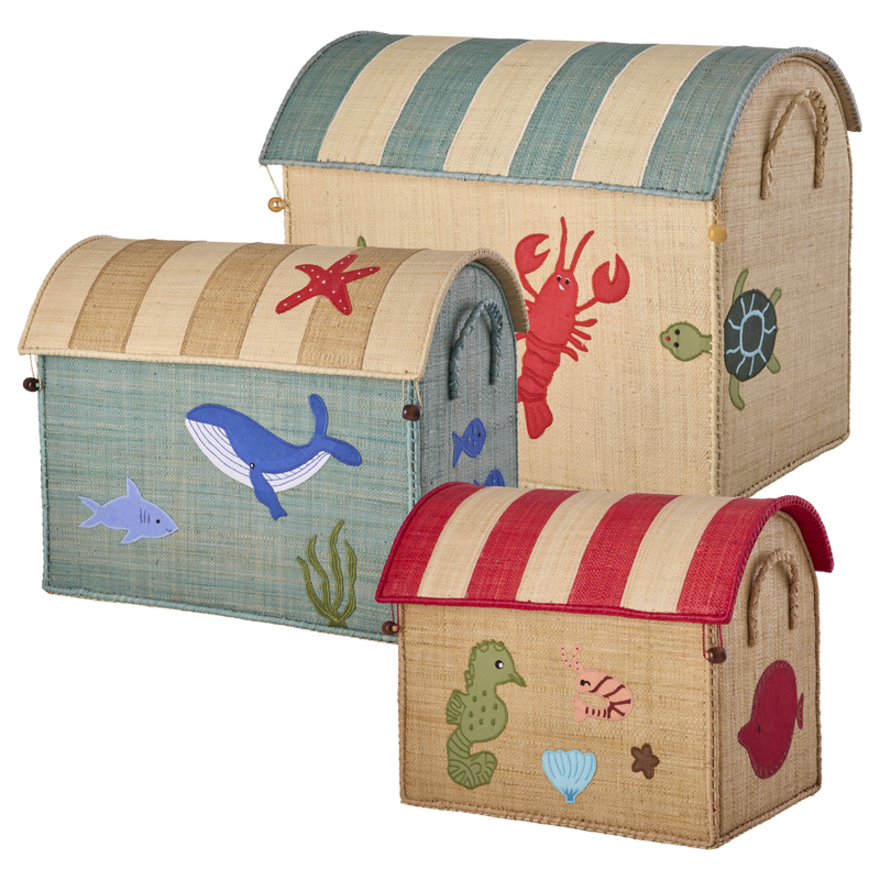 Raffia Storage House - Nature - Ocean Theme - Set of 3