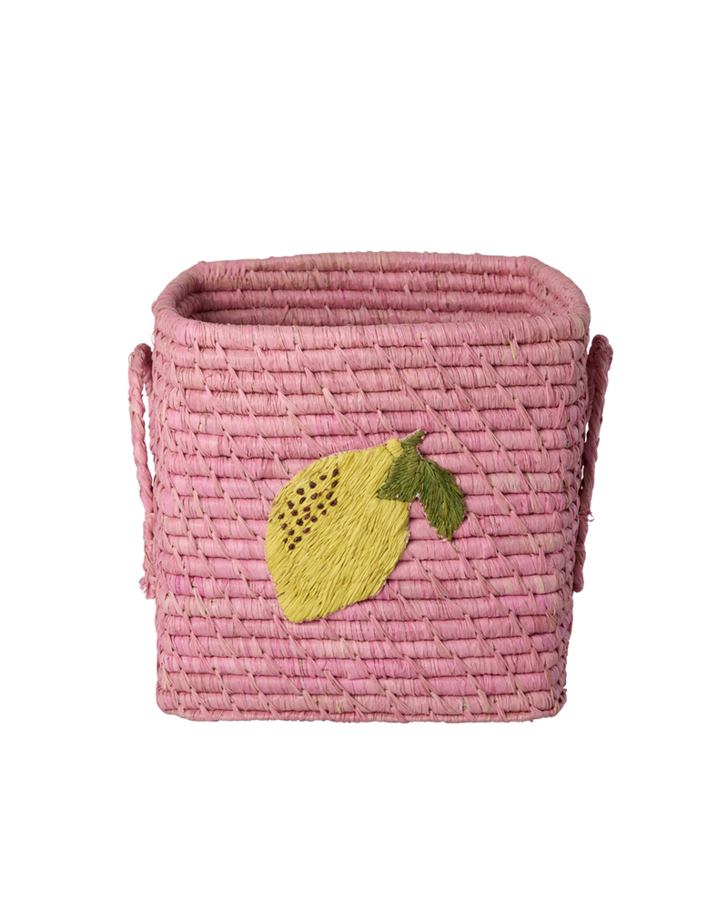 Square Raffia Basket - Rose