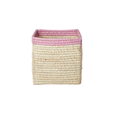 Small Square Raffia Storage Basket - Natural