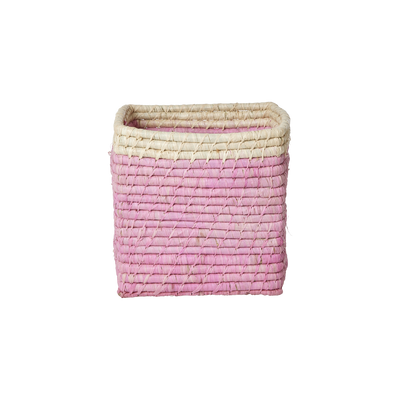 Petit Carré Raphia Panier de rangement - Rose clair