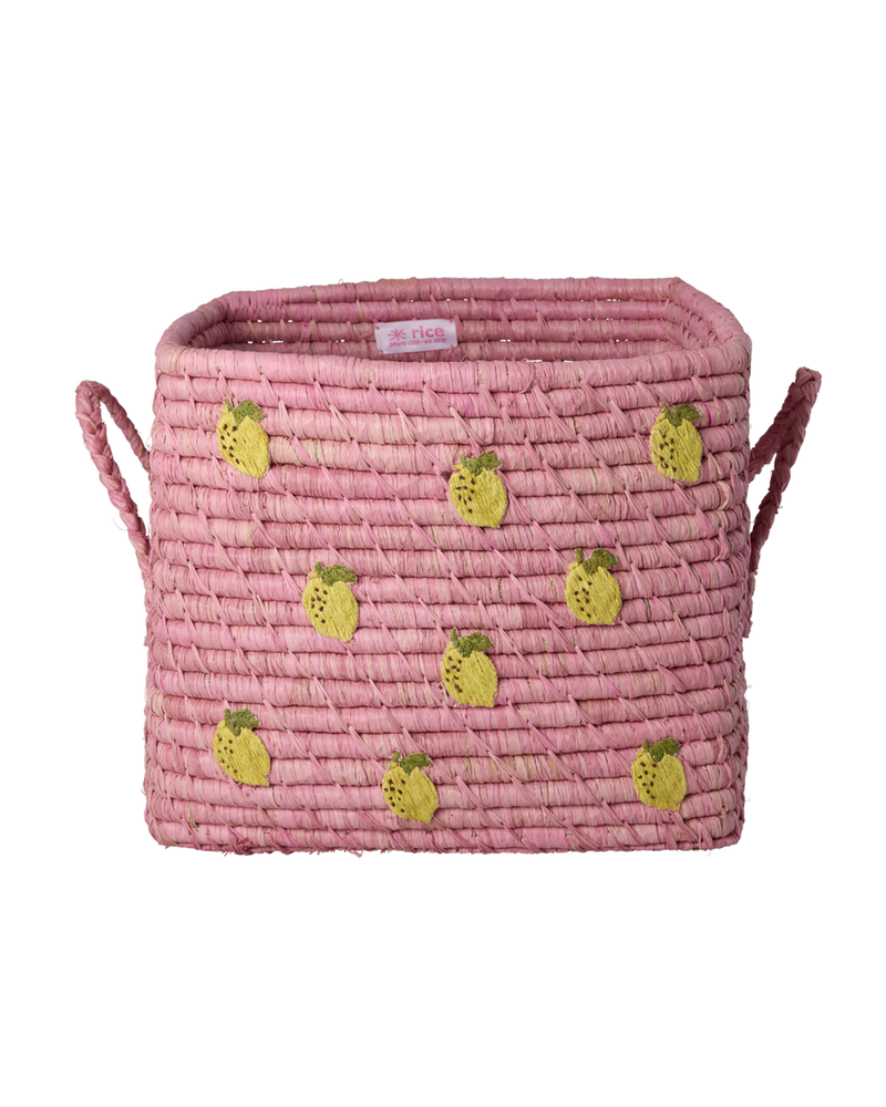 Square Raffia Basket - Rose