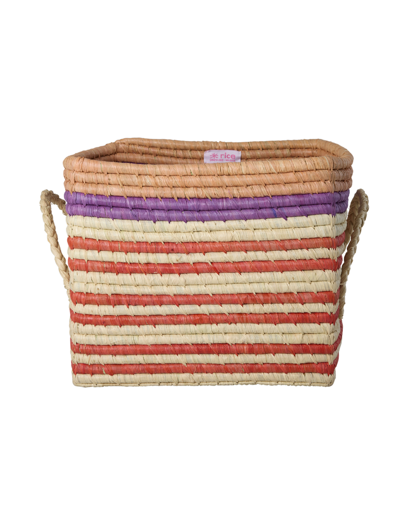 Square Raffia Basket - Multicolor