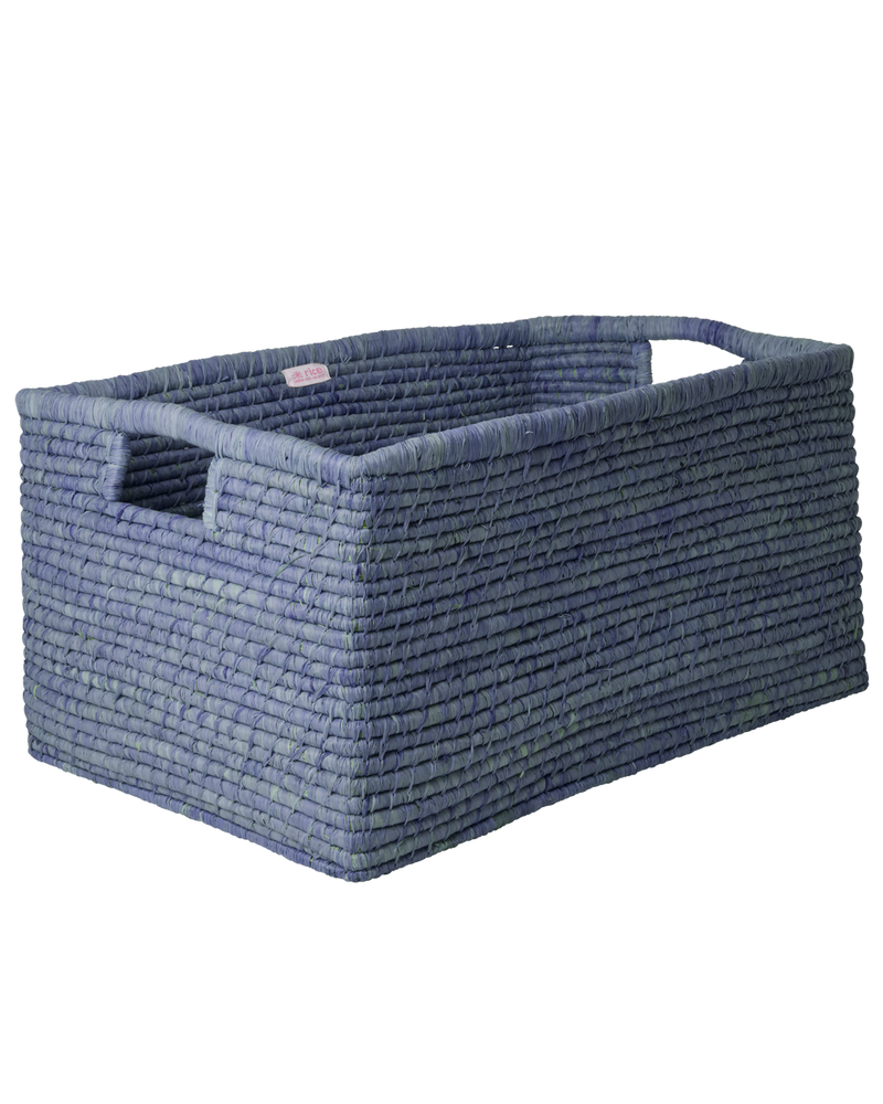 Extra Large Rectangular Raffia Storage Basket - Blue