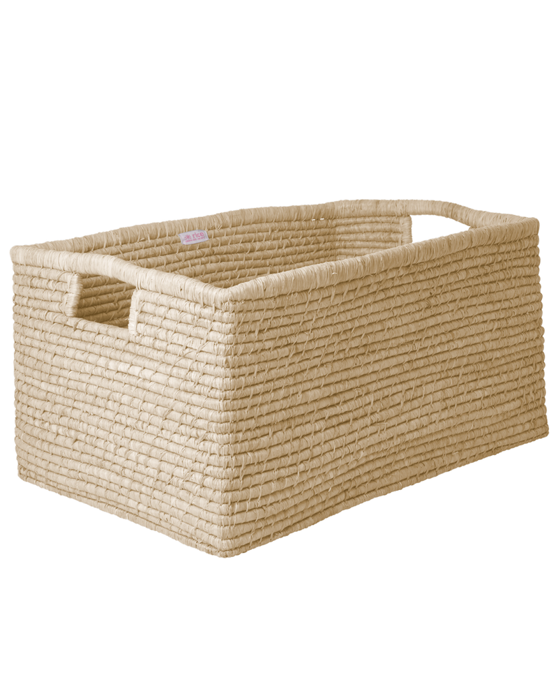 Extra Large Rectangular Raffia Storage Basket - Nature