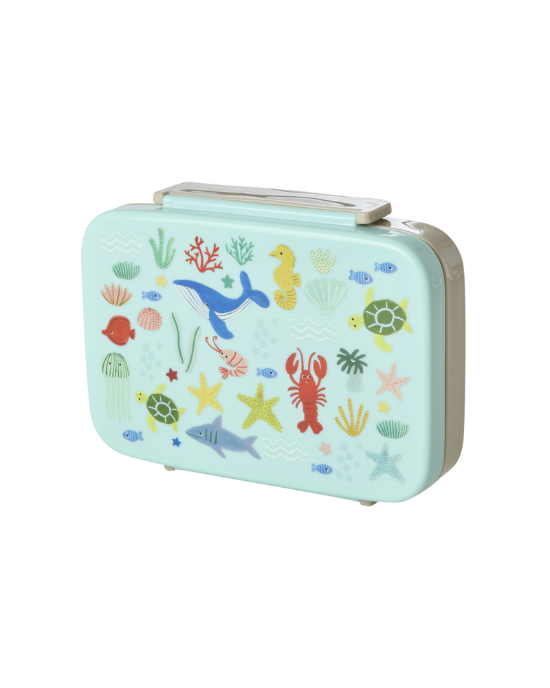Plastic Lunch box - Blue - Ocean Print
