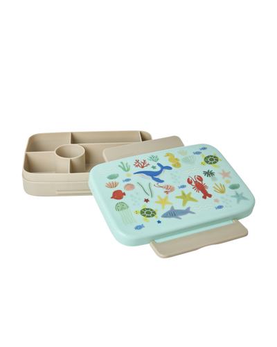 Plastic Lunch box - Blue - Ocean Print