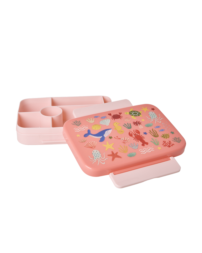 Plastic Lunch box - Coral - Ocean Print