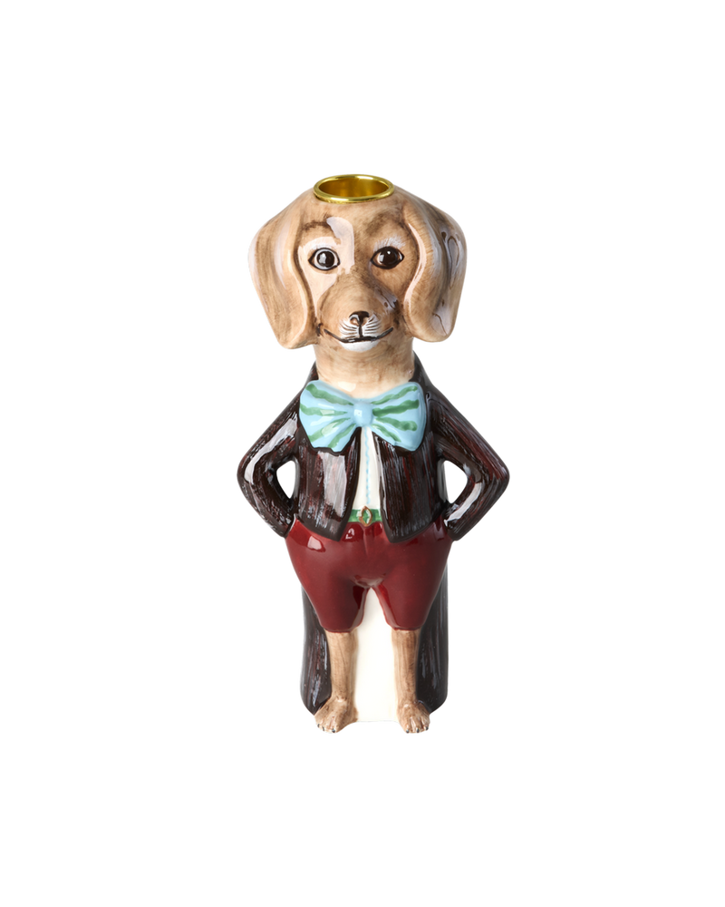 Dog Ceramic Candle Holder - Brown - Nathalie Lété