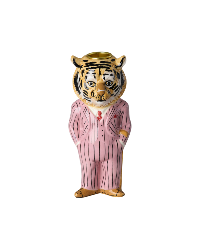 Tiger Ceramic Candle Holder - Pink - Nathalie Lété