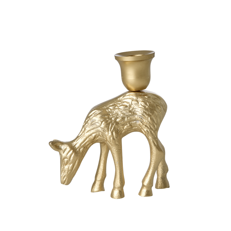 Pequeño Hierro fundido Portavelas - Dorado