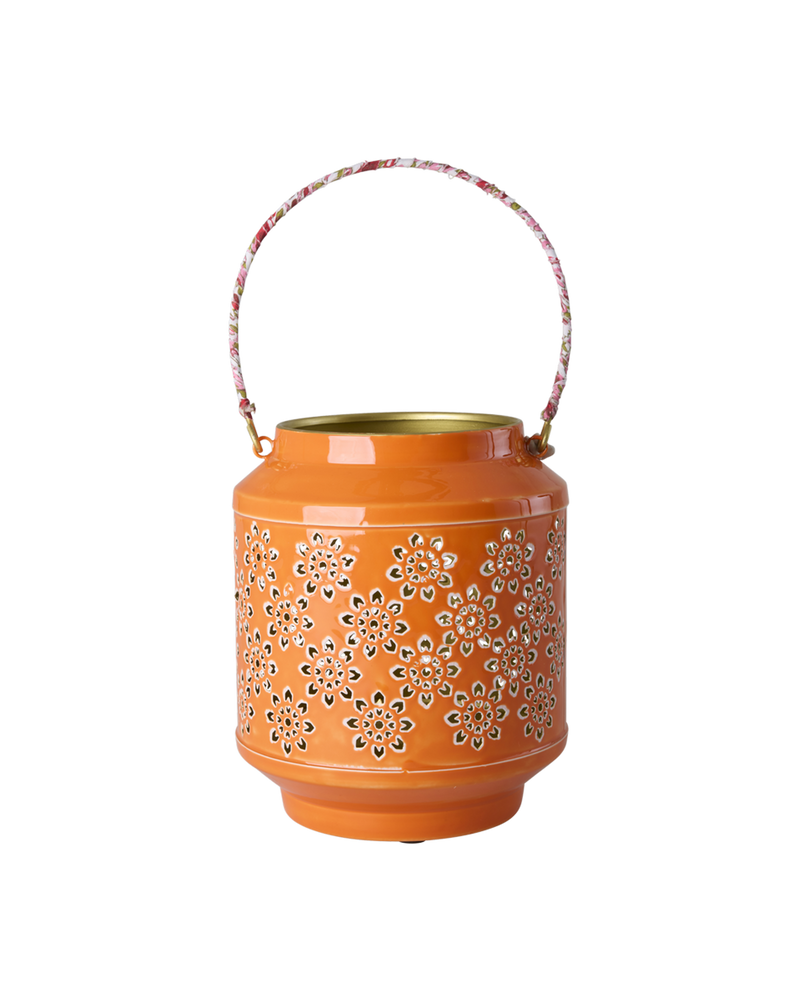 Medium Metal Lantern - Orange