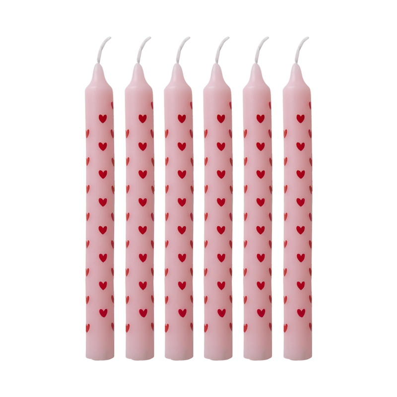 Pequeño Cera de parafina Vela - Rosa suave - Heart Print