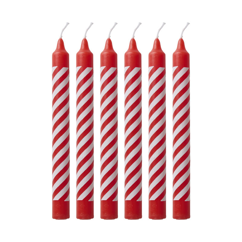 Pequeño Cera de parafina Vela - Rojo - Candy Stripes Print