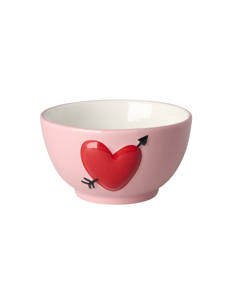 Small Ceramic Bowl - Pink - Embossed Heart Design
