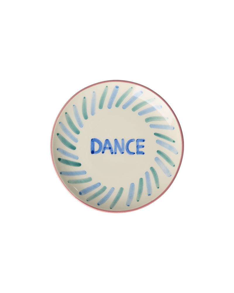 Ceramic Cake Plate - Off White - Hand-painted DANCE