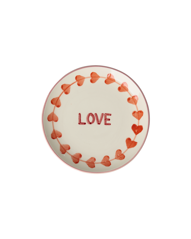 Céramique Assiette à gâteau - Crème - Hand-painted LOVE