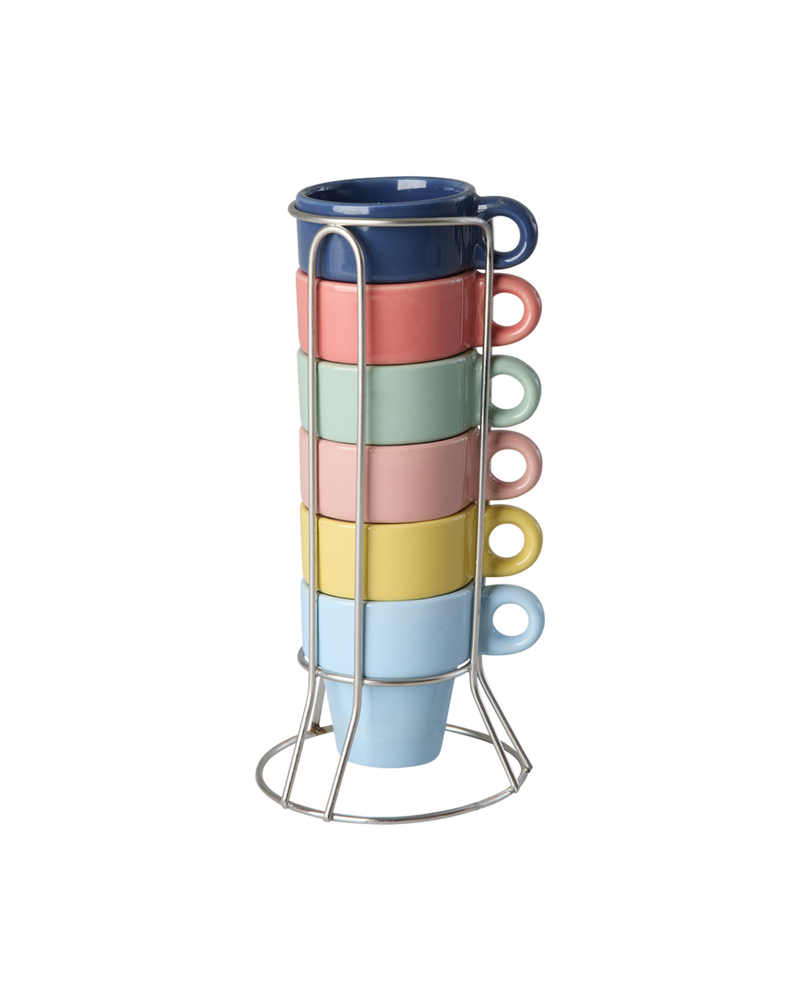 Stoneware Espresso Cup - Multicolor - Set of 6