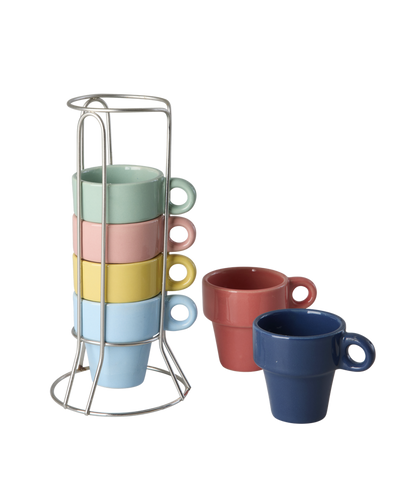 Stoneware Espresso Cup - Multicolor - Set of 6