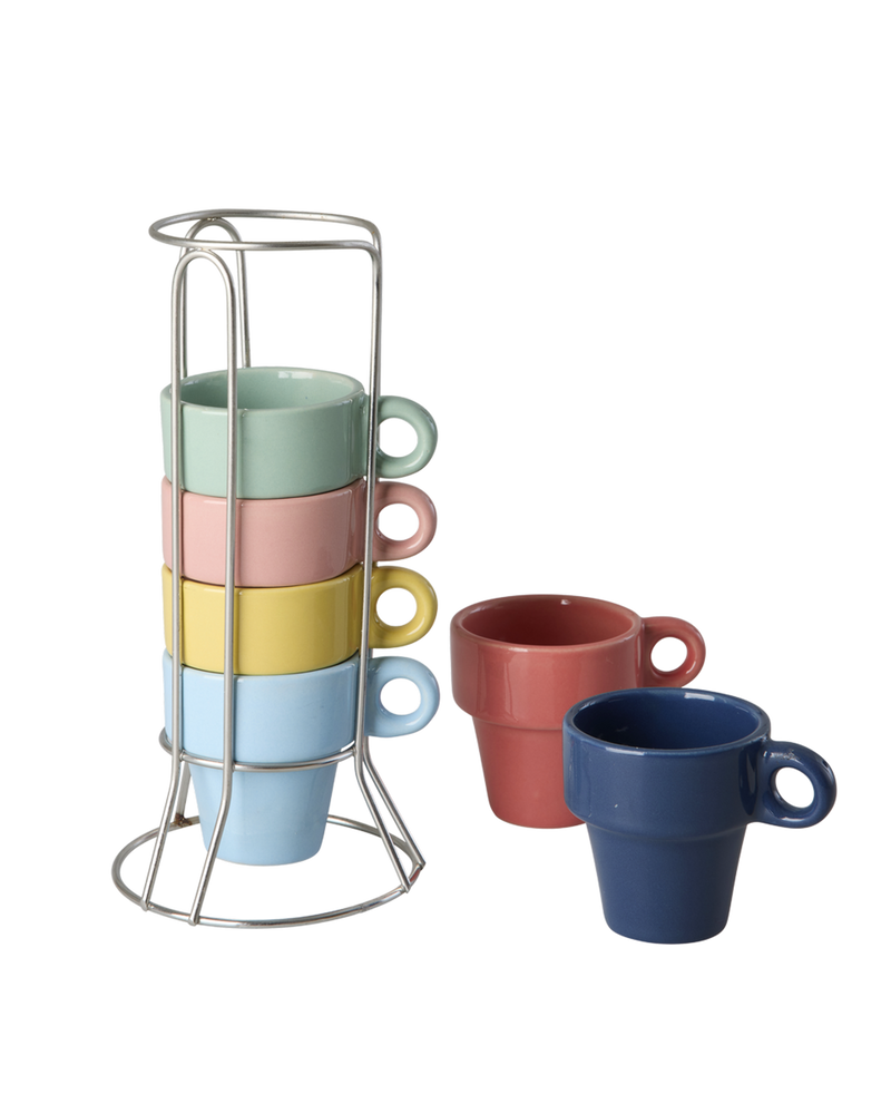 Stoneware Espresso Cup - Multicolor - Set of 6