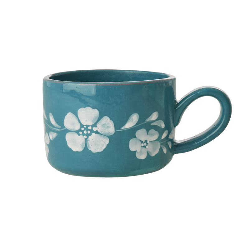 Céramique Tasse à Cappuccino - Jade - Hand-painted Flower Wine