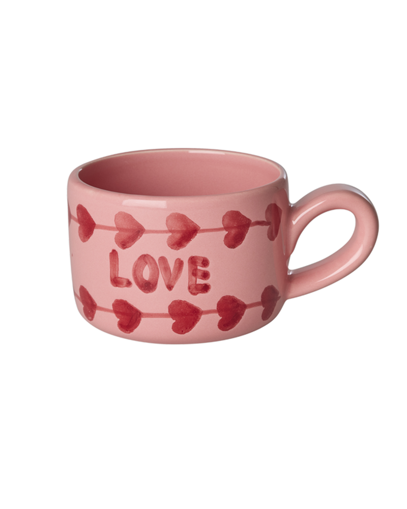 Ceramic Cappuccino Cup - Pink - Hand-painted LOVE