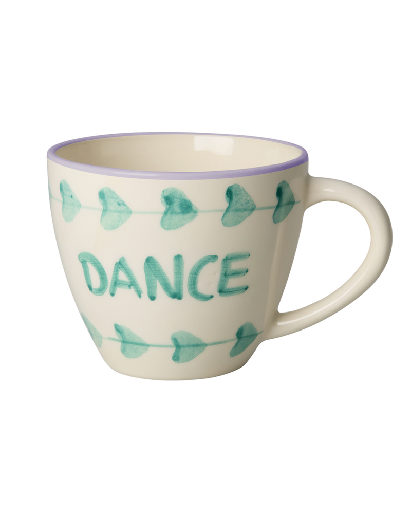 Large Ceramic Cup - Off White - Hand-painted DANCE