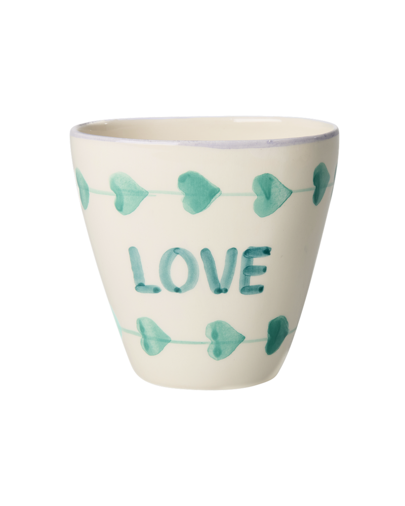 Oval Ceramic Cup - Off White - Hand-painted Love