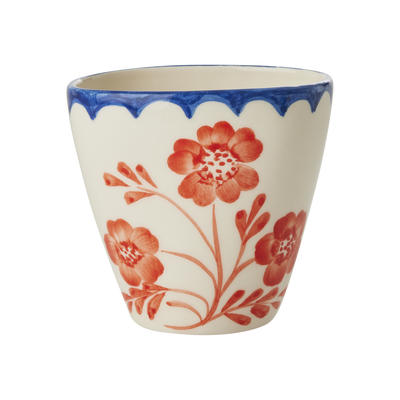 Ovalado Cerámico Vaso - Crema - Hand-painted Vintage Flower