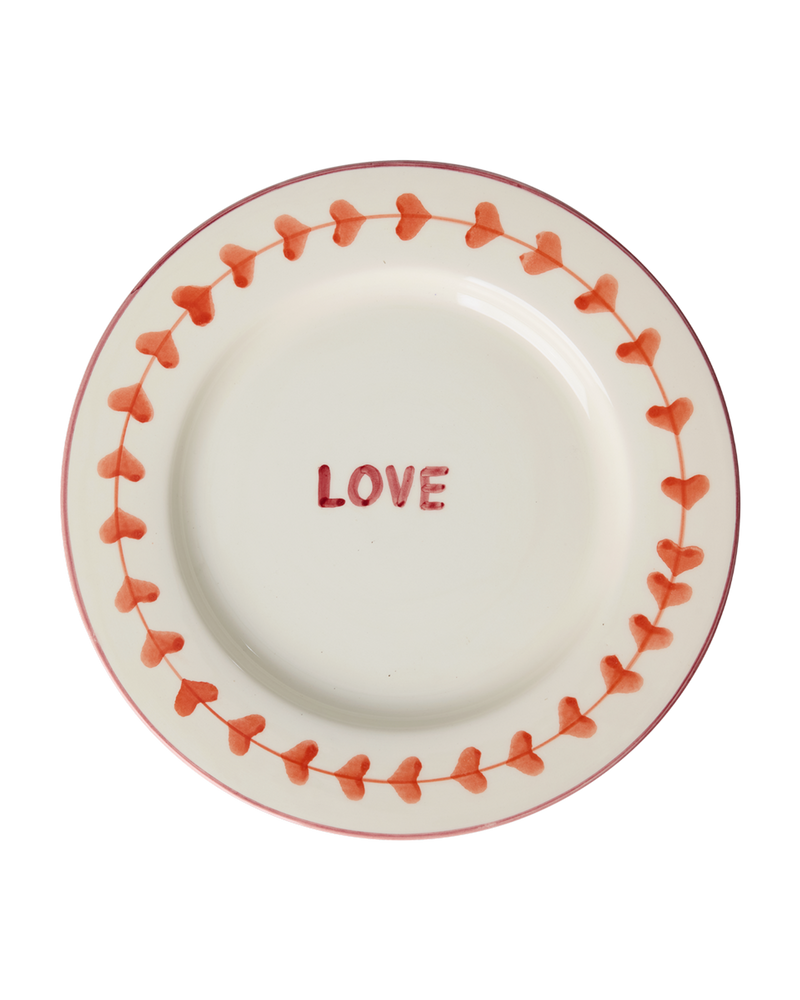 Ceramic Dinner Plate - Off White - Hand-painted LOVE
