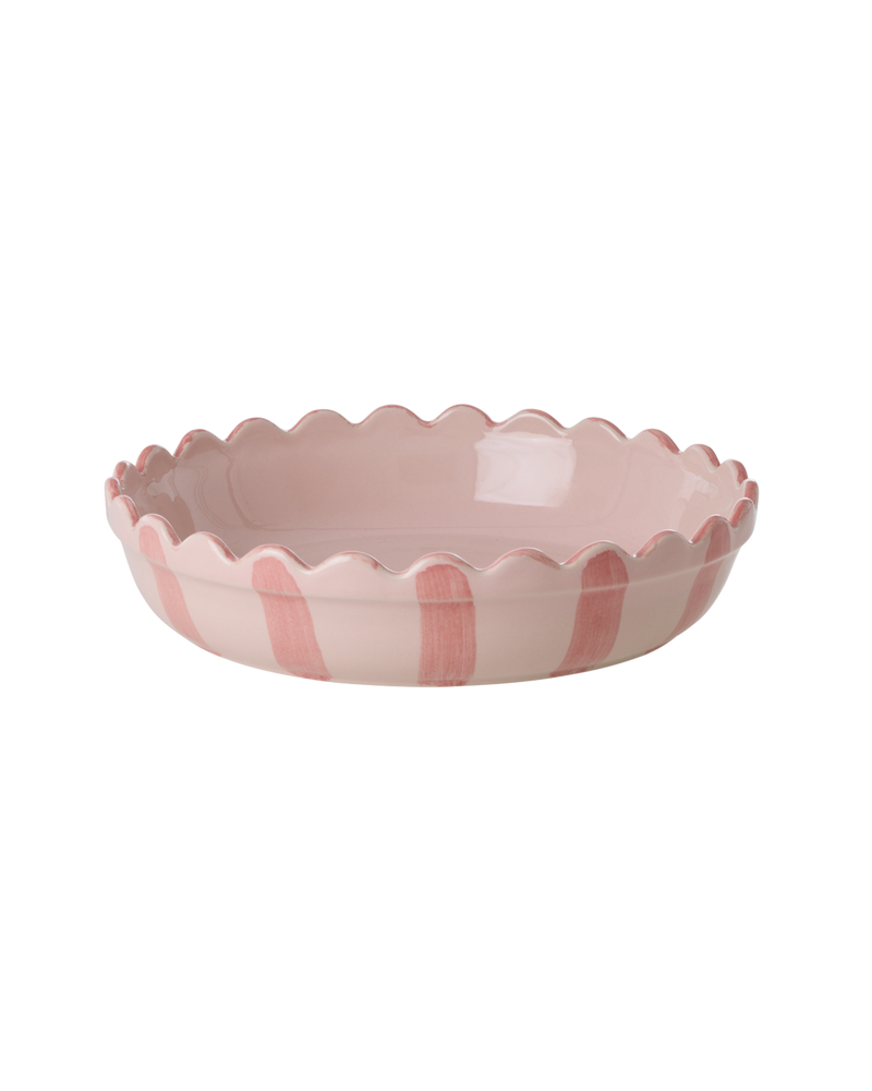 Small Round Stoneware Pie Dish - Pink