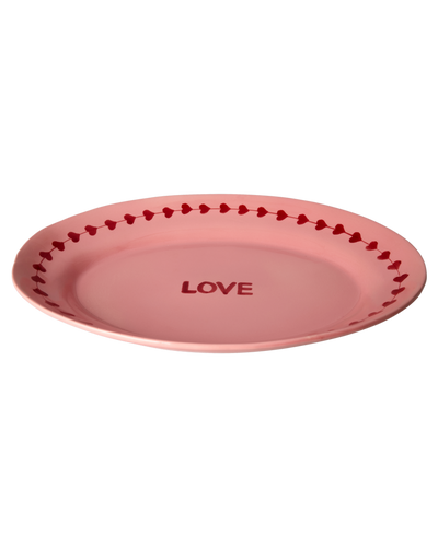 Large Ceramic Serving Dish - Pink - Hand-painted LOVE