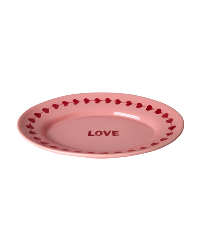 Medium Ceramic Serving Dish - Pink - Hand-painted LOVE