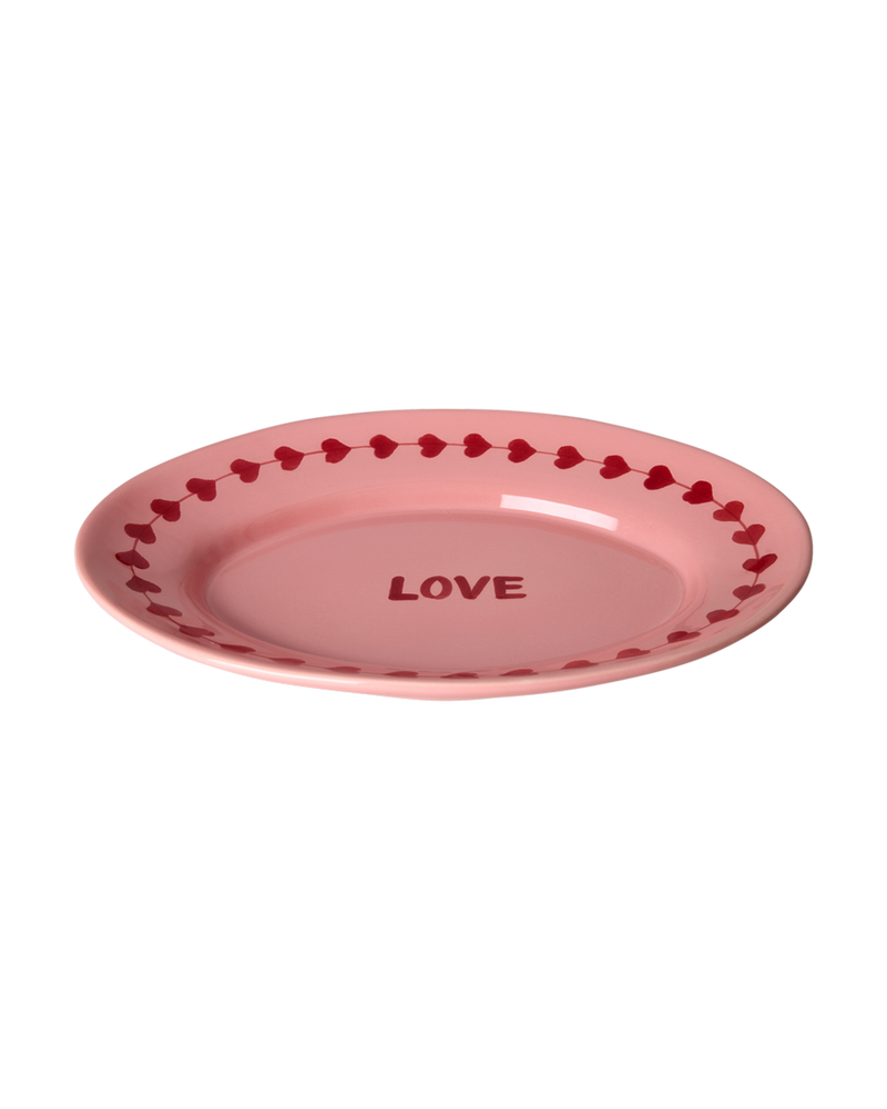 Medium Ceramic Serving Dish - Pink - Hand-painted LOVE
