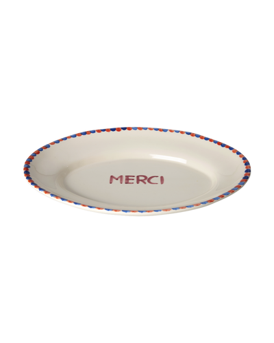 Medium Ceramic Serving Dish - Off White - Hand-painted MERCI