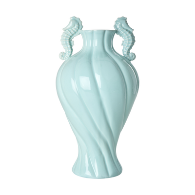 Large Seahorse Ceramic Vase - Mint